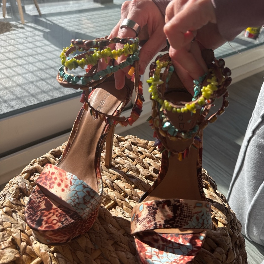 bebe Multicolor Beaded Heels